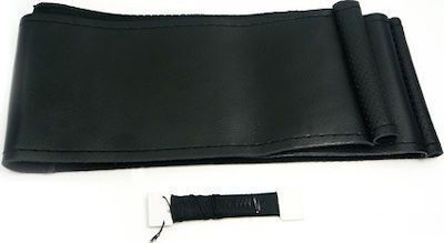 Tailored Leather Steering Wheel Cover Black Black Stitching 38cm