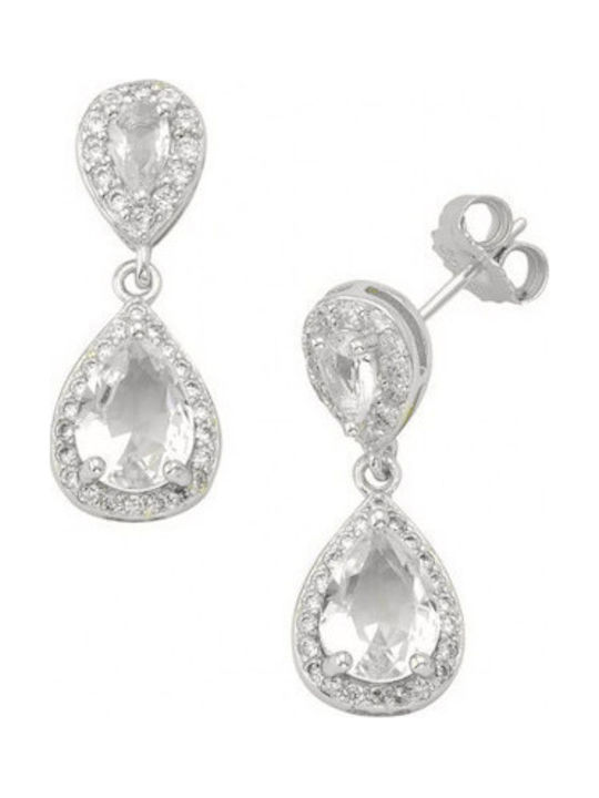 Kontopoulos Silver Dangle Earrings with Stones