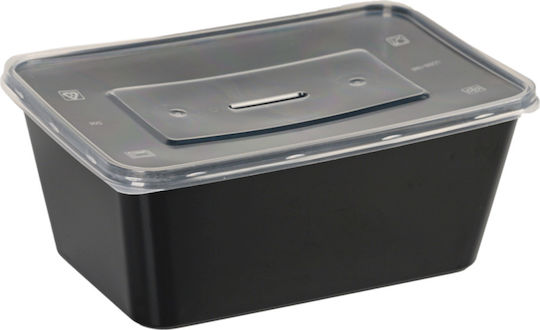 Microwave Container Rectangular Black Lid 1000ml 50pcs 2-70980