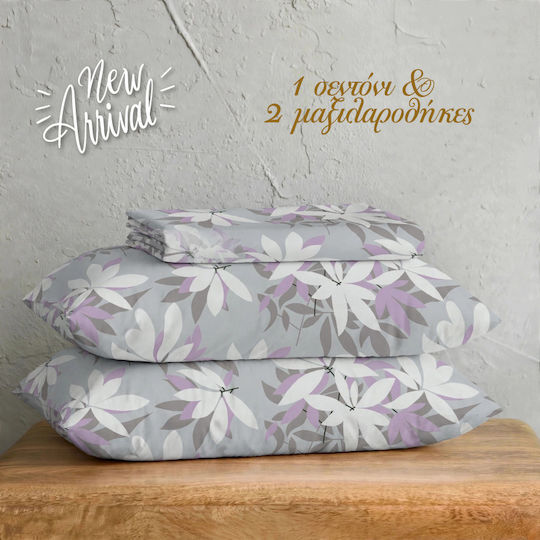 Isadore Lorraine Neue Special Edition Bettlaken Set mit 2 Kissenbezügen Übergröße 220x260cm Blätter-Orchidee-Lilaf 201 3 Stück