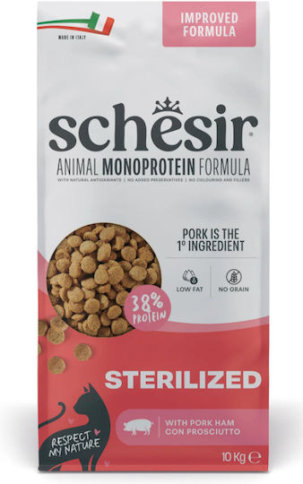 Schesir Dry Cat Food Grain-Free for Adult Cats with Ham / Pork 10kg