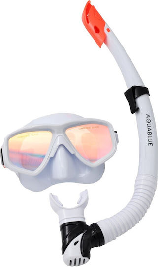 Aquablue Silicone Diving Mask with Snorkel White