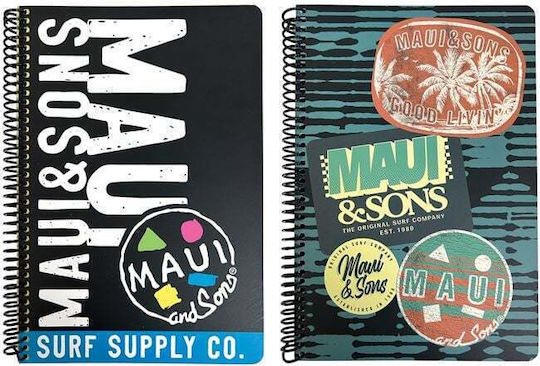 Maui & Sons Спирална Тетрадка С Редове B5 70 Листове 2 Теми (Различни Дизайни/Цветове)