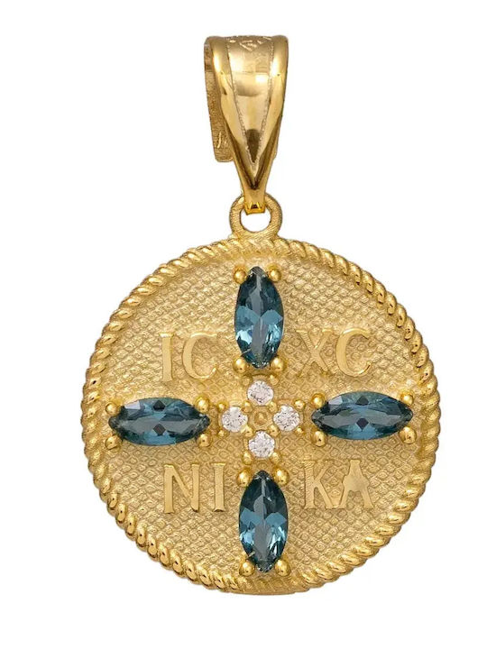 Charm Talisman Konstantin mit Steinen aus 9K Gold mit blauen Zirkonen
