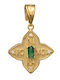 Charm Talisman Constantine with Stones in 9 K Gold with Green Zircon