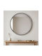 Megapap Glob Wandspiegel mit Grau Hölzernes Rahmen Durchmesser 59cm