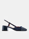 Spitze Zehe Pumps mit Mittlerem Absatz Navy Blau