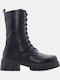 Wildleder Damen Kampfstiefel mit Mittelhohem Absatz Schwarz