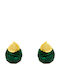 Bizoutaki Silver Gold Plated Stud Earrings with Stones