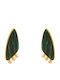 Bizoutaki Silver Gold Plated Stud Earrings with Stones and Pearls