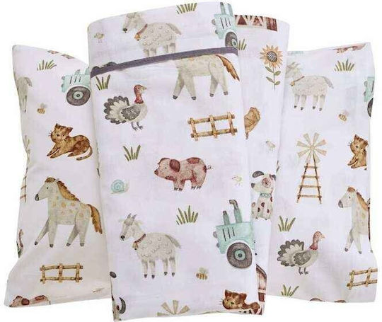 Das Home Set Baby Crib Sheets Cotton Fun Multicolour 130x170cm 3pcs