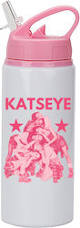 Kinder Trinkflasche Katseye 600ml Weiß Rosa Deckel Kinder Trinkflasche Katseye 600ml Weiß Rosa Deckel