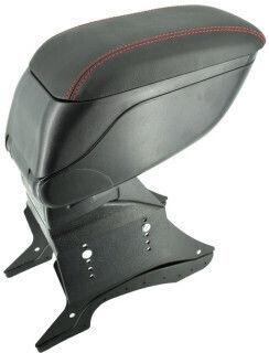 Universelle Auto-Armlehne Metallbasis Schwarz Rote Nähte Smartic Modell Sma-000093