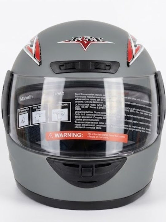 SPV L Motorradhelm Vollgesicht Grau
