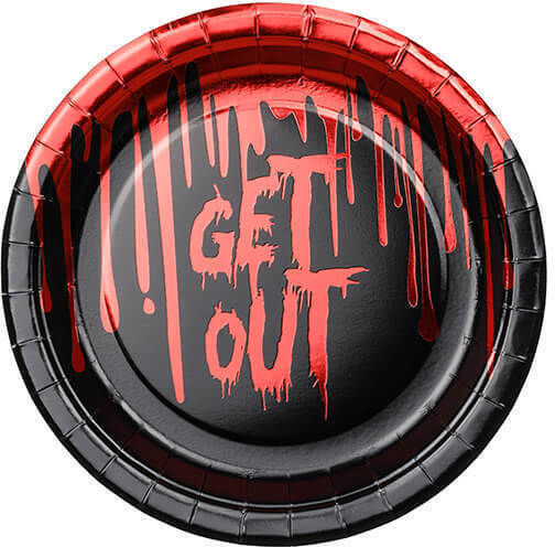 Хартиени Плочи за Десерт "Get Out" Черни Кървави Букви 6 Бройки