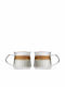 Vialli Design Комплект Кафяви Чаши от Бял Порцелан 320ml 2 Бройки