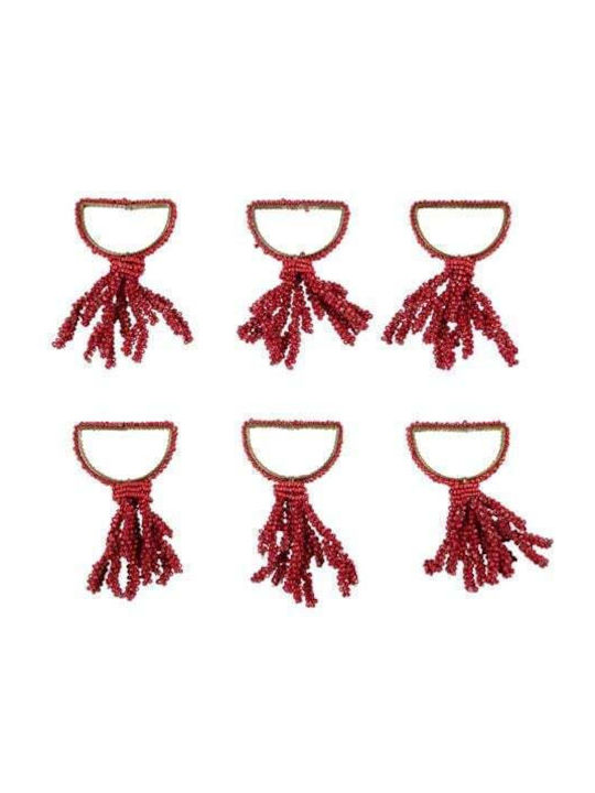 Set of Christmas Red Food Napkin Rings 8x7x4cm 6 Pieces
