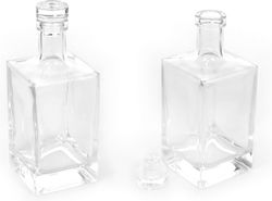 Glass Square Little Bottle Glass Cap 500ml 8x20cm 0503425 Faitakis Ftk-0503425