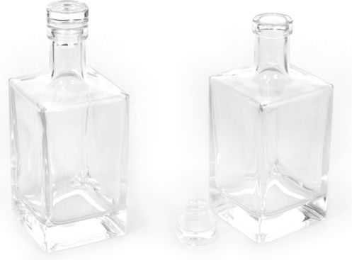 Glass Square Little Bottle Glass Cap 500ml 8x20cm 0503425 Faitakis Ftk-0503425