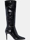 Damenstiefel aus Lackleder mit Hohem Absatz Schwarz