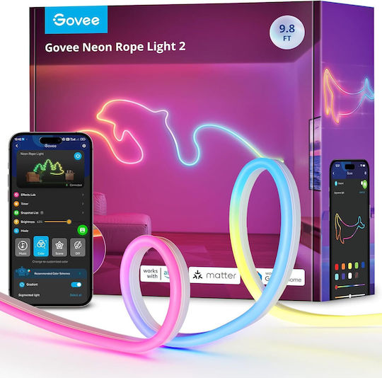 Govee Smart LED Strip Neon Rope Light 2 Wi-Fi RGBIC Light 5m Neon Flex