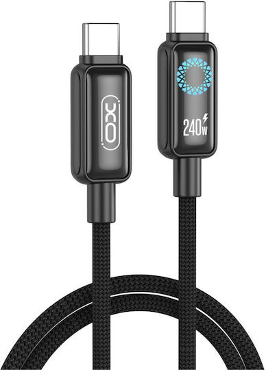XO Braided / LED USB 2.0 Cable USB-C Male - USB-C 240W PD Blue 1m 16.005.0419