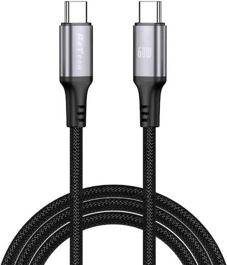 DeTech DeTech USB Type-C Cable Male Black 1m
