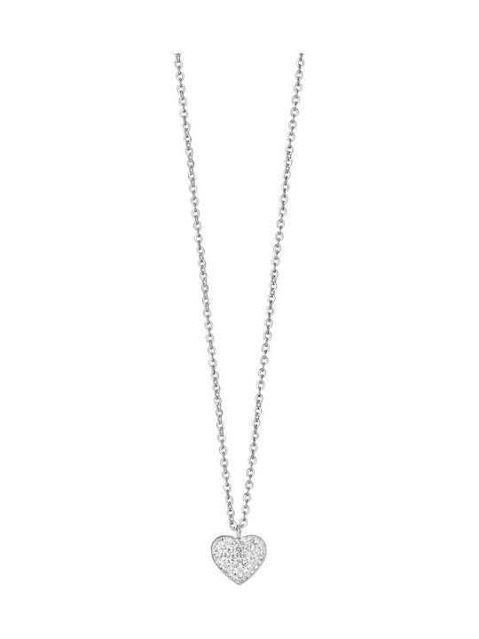 Luca Barra Necklace with Heart Design in Steel