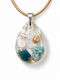 Elle Necklace With Tear Design Made Of Resin With Green Pearls