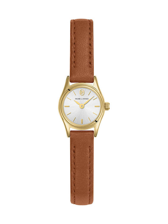 Pierre Lannier Men's Battery Watch With Brown Leather Strap