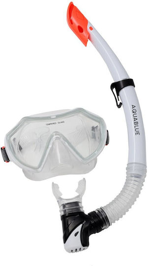 Aquablue Silicone Diving Mask with Snorkel White