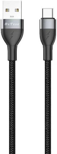 DeTech DeTech USB Type-C Cable Male to USB-A Black 1m