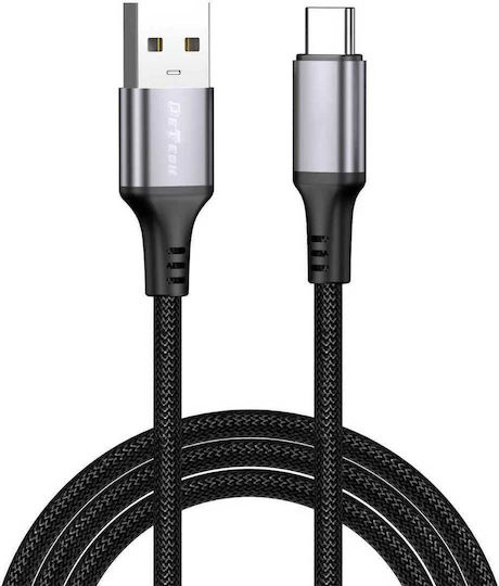 DeTech DeTech USB Type-C Cable Male to USB-A Black 1m