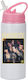 Kinder Trinkflasche Katseye 600ml Weiß Rosa Deckel