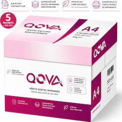 Qova Hârtie Pentru Imprimare A4 80 G/m² 5 Topuri Cutie 500 Foi Top 210 X 297 Mm Hârtie Albă Imprimantă Inkjet Laser Universal Cutie/5 Topuri