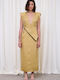Sommer Maxi Abend Hemdkleid Gold