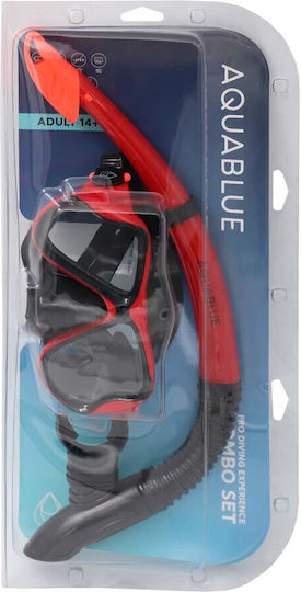Aquablue Silicone Diving Mask with Snorkel Red