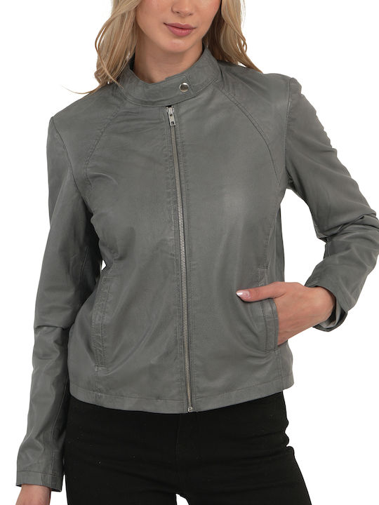 Chic & Clicks Silver Women's Leather Jacket for...