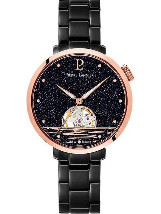 Pierre Lannier Damenuhr Automatik mit Schwarzem Metall-Armband