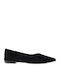 Suede Women's Pointed Toe Black Ballerina Shoes