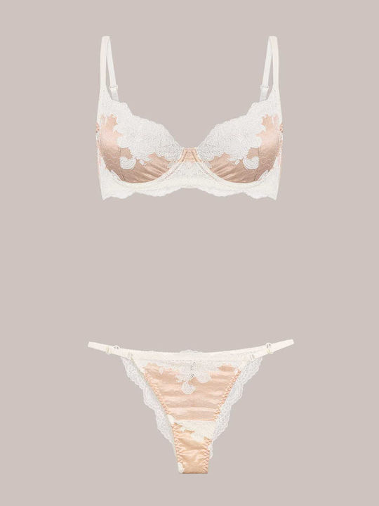 Celestino Damenunterwäsche-Set Mit Spitze Beiges