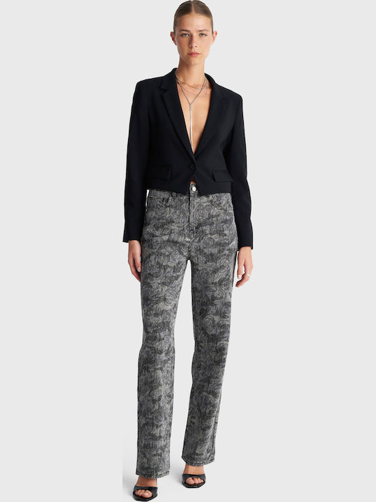 Damen Jeans Hosen in Gerade Bein Stil Grau