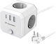 Wozinsky PowerCube 4 Sockets with 2 USB-A 1 USB-C Switch and 1.8m Cable