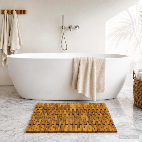 vidaXL Non-Slip Wooden Bath Mat 42024968 Natural 55x80cm