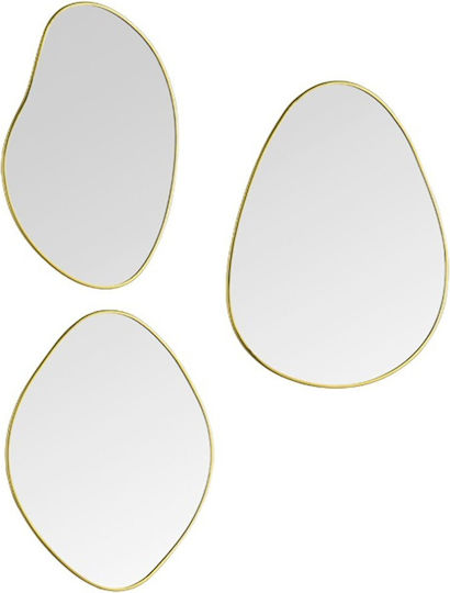 Mirrors & More Viola Καθρέπτης Τοίχου με Κίτρινο Μεταλλικό Πλαίσιο 25x17cm 3τμχ