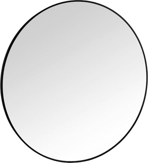 Mirrors & More Britt Wandspiegel mit Schwarzem Metallisch Rahmenmaterial Durchmesser 100cm