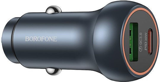 Φορτιστής Αυτοκινήτου Borofone Bz32b Fresh 48w 3a 1 X Usb-c 1 X Usb-c Γκρι
