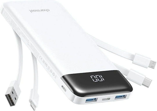 Charmast W1148 Power Bank 10000mAh with 2 USB-A Output Ports White