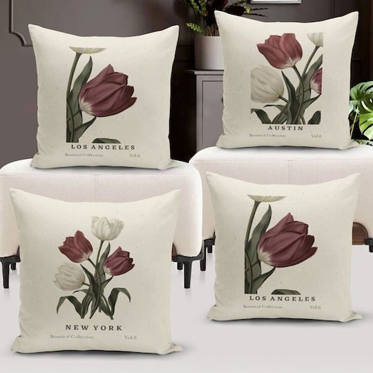Aberto Design Decorative Pillow Case Multi 4 Pieces 43x43 cm