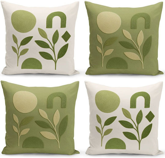 Aberto Design Aberto Design Dekorativer Kissenbezug Grün-Weiß 43x43cm